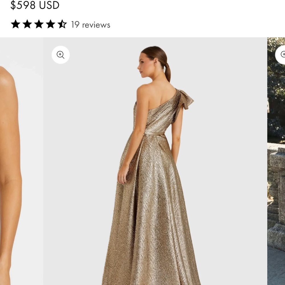 Mac Duggal Gold One Shoulder Dress - Picture 5 of 8
